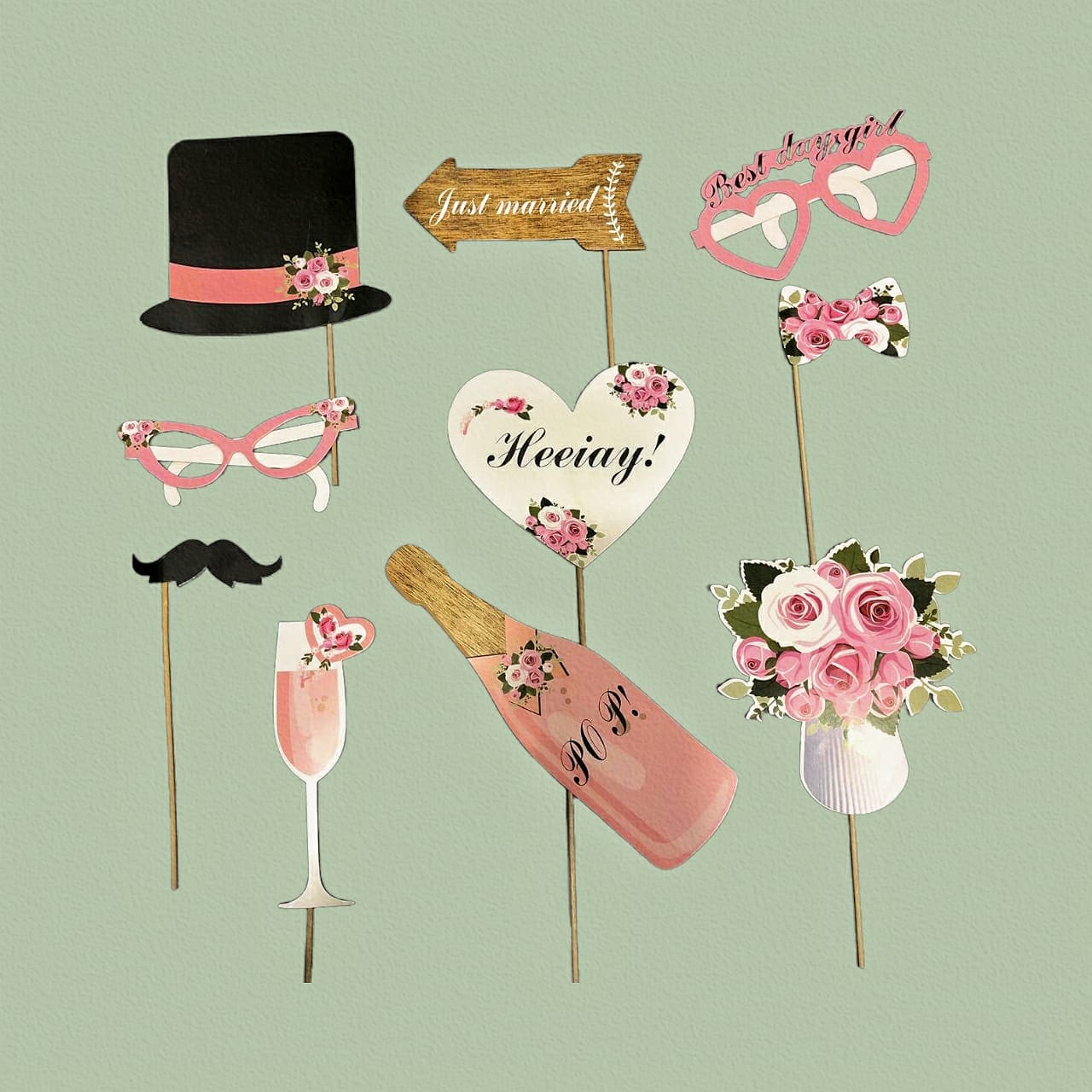 10 Pcs Wedding Photo Booth, Bridal Shower / Bride to be Photo Booth Props Kit, Wedding Party Celebration Props 10 Pcs Wedding Photo Booth, Bridal Shower / Bride to be Photo Booth Props Kit, Wedding Party Celebration Props